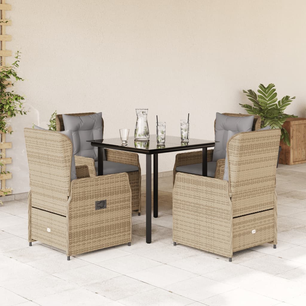 9-Tlg. Garten-Essgruppe Mit Kissen Poly Rattan