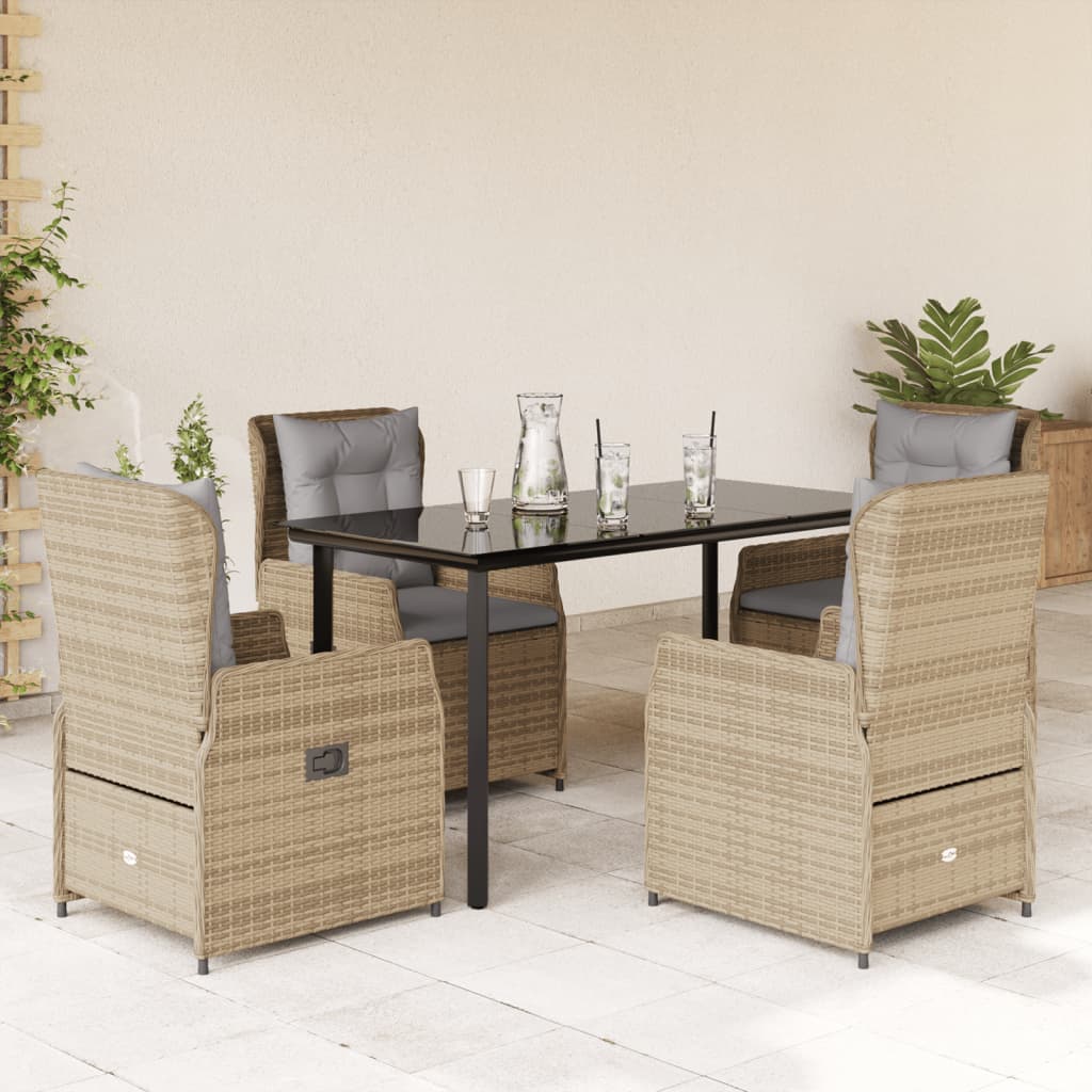 9-Tlg. Garten-Essgruppe Mit Kissen Poly Rattan