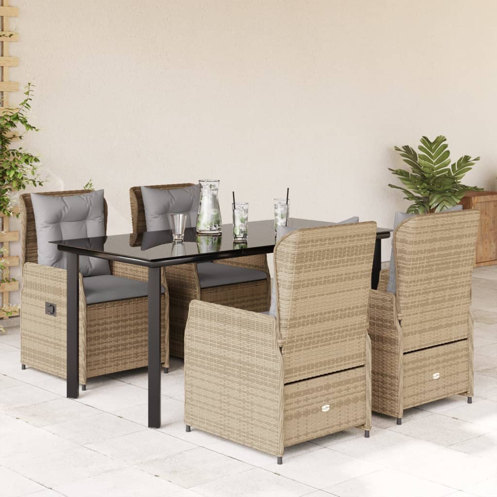 9-Tlg. Garten-Essgruppe Mit Kissen Poly Rattan