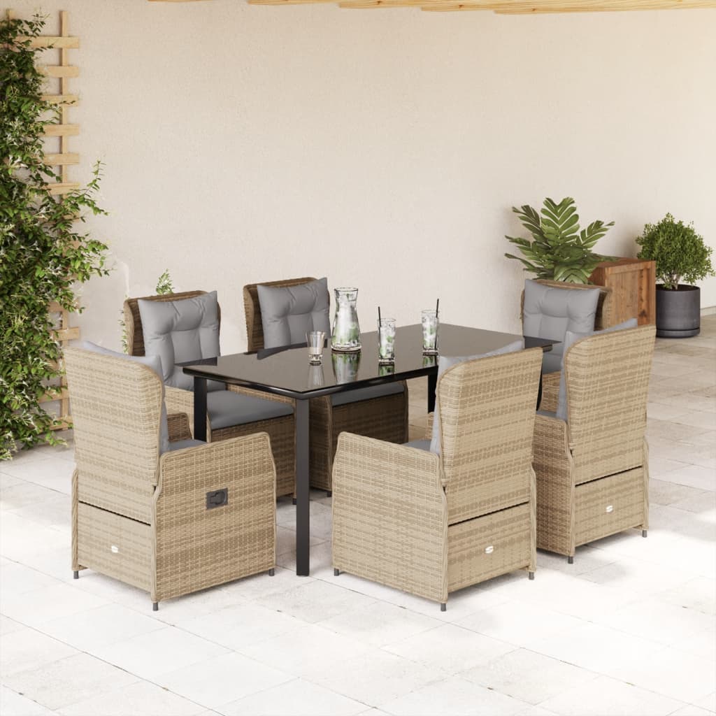 9-Tlg. Garten-Essgruppe Mit Kissen Poly Rattan