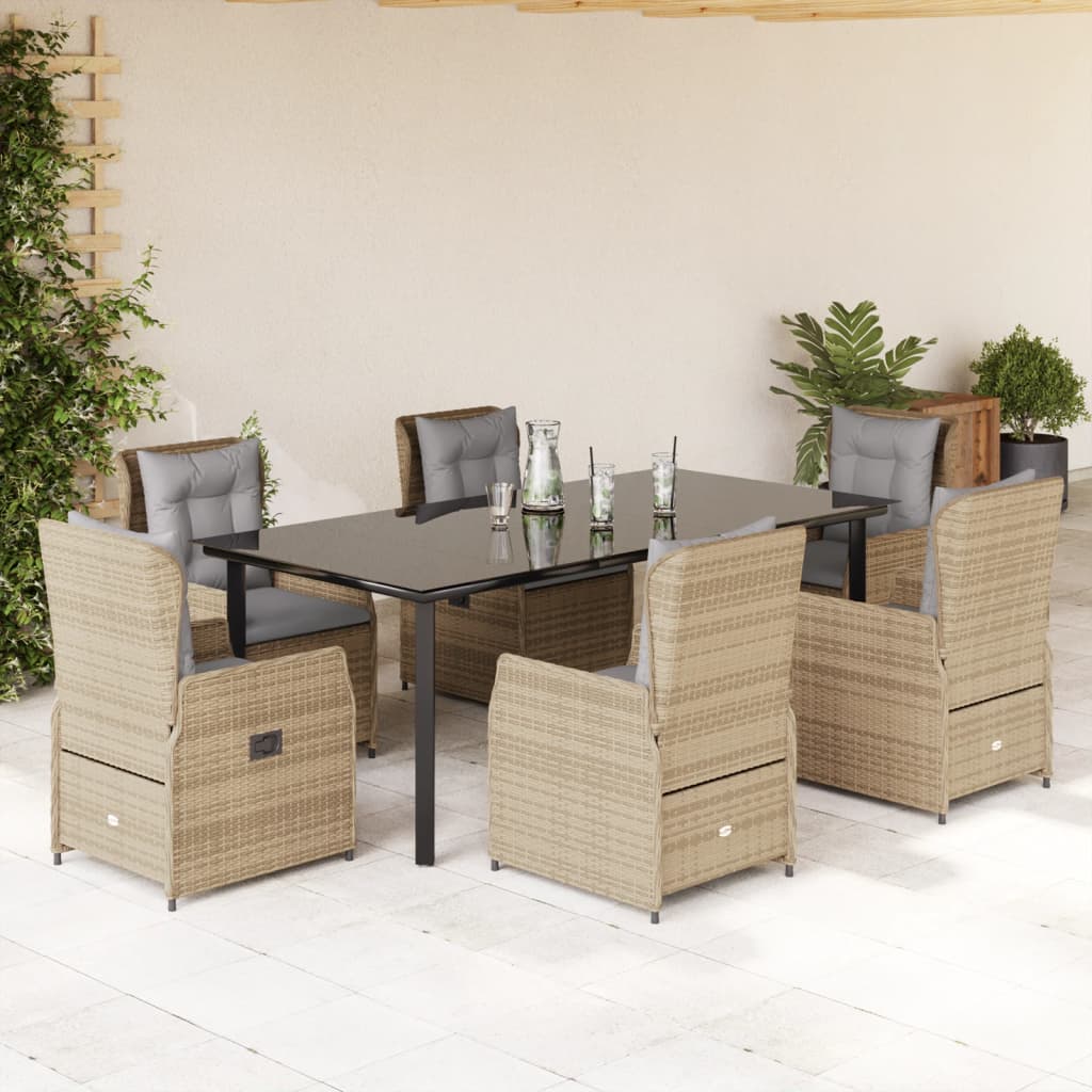 9-Tlg. Garten-Essgruppe Mit Kissen Poly Rattan