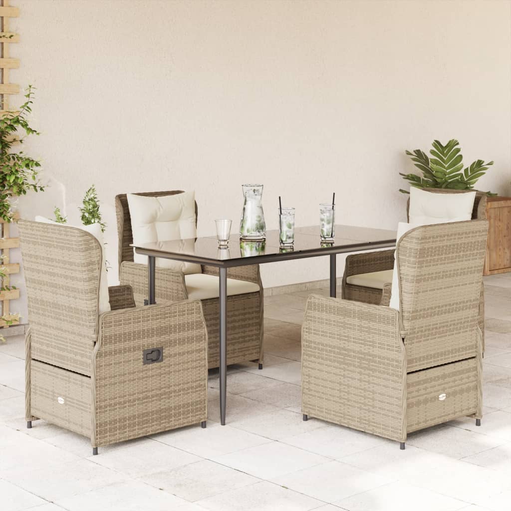 5-Tlg. Garten-Essgruppe Mit Kissen Poly Rattan