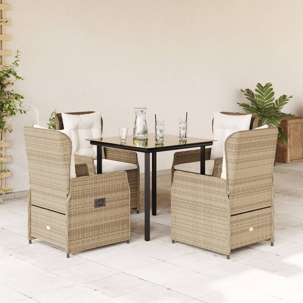 9-Tlg. Garten-Essgruppe Mit Kissen Poly Rattan