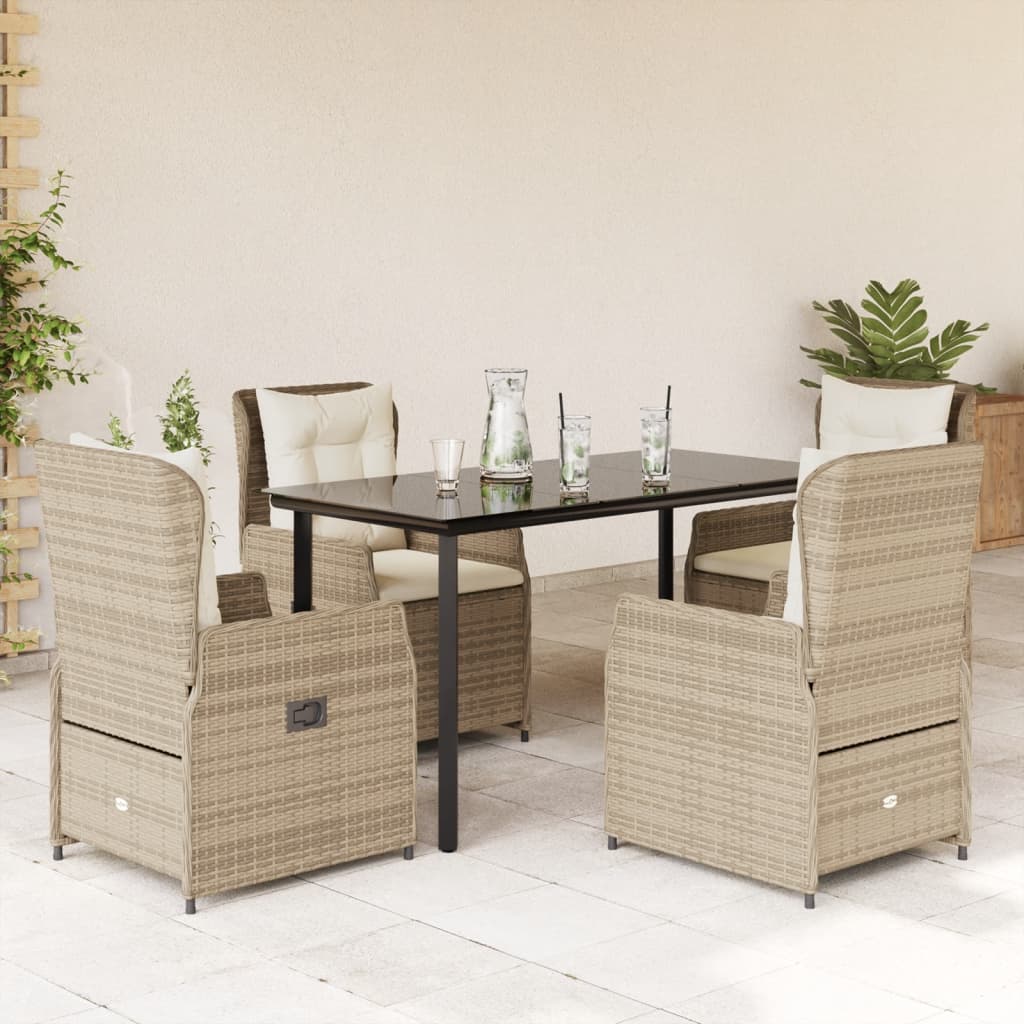 9-Tlg. Garten-Essgruppe Mit Kissen Poly Rattan
