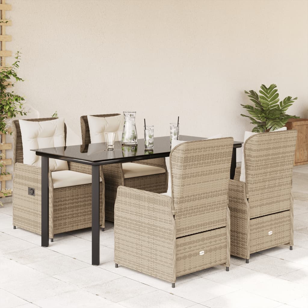 9-Tlg. Garten-Essgruppe Mit Kissen Poly Rattan