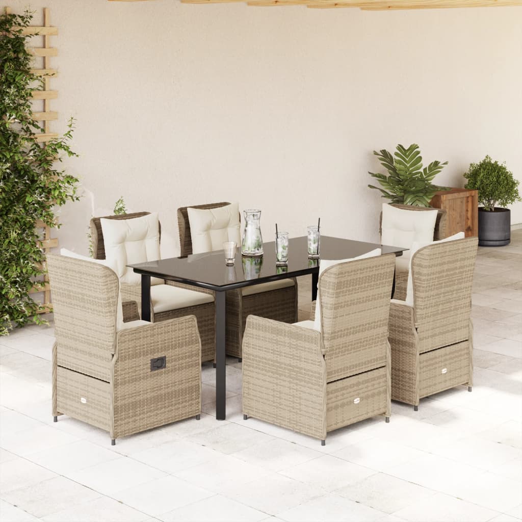 9-Tlg. Garten-Essgruppe Mit Kissen Poly Rattan