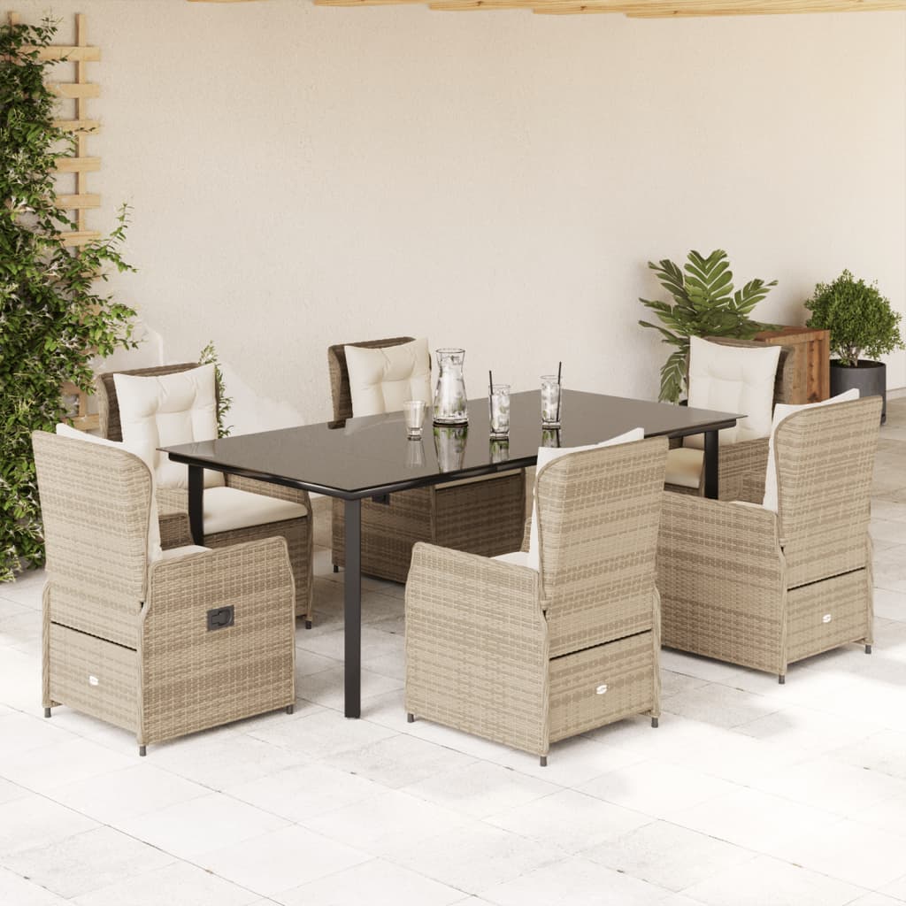 9-Tlg. Garten-Essgruppe Mit Kissen Poly Rattan