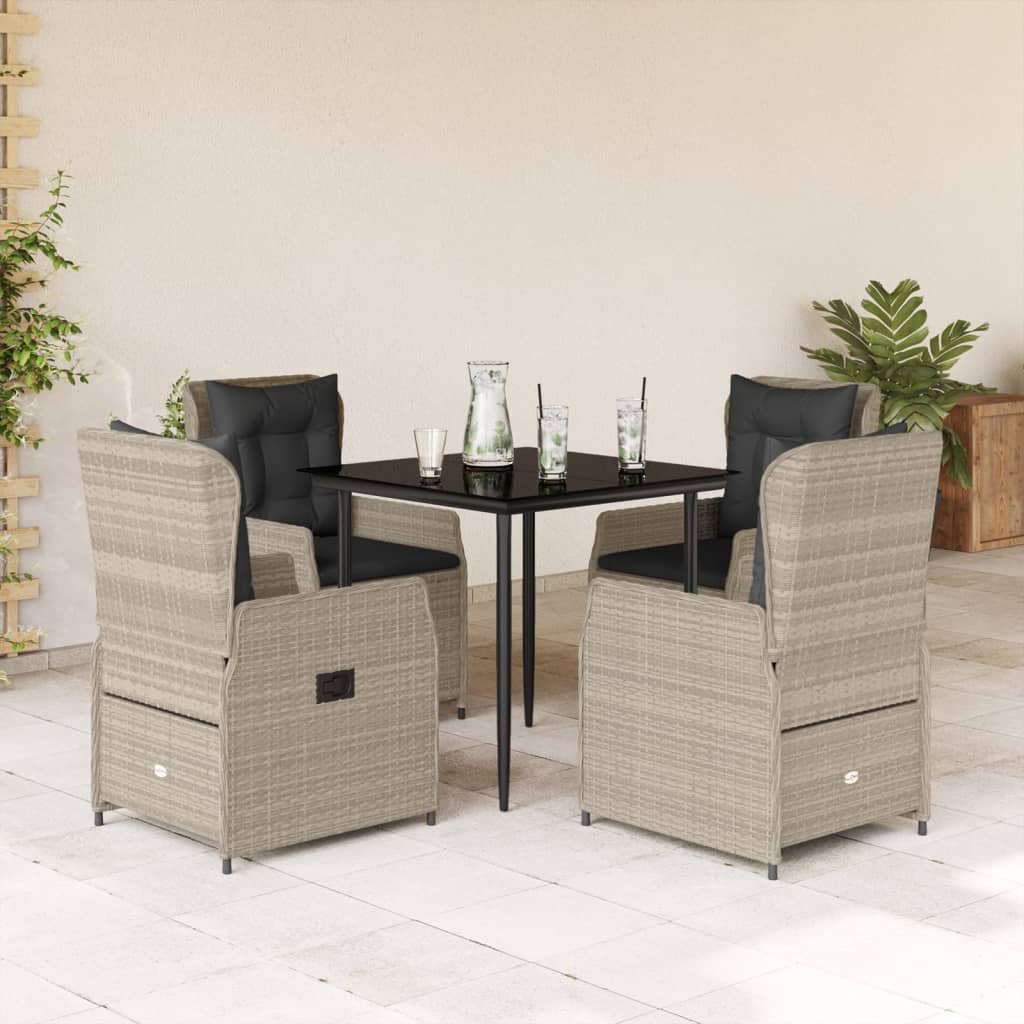 5-Tlg. Garten-Essgruppe Mit Kissen Poly Rattan