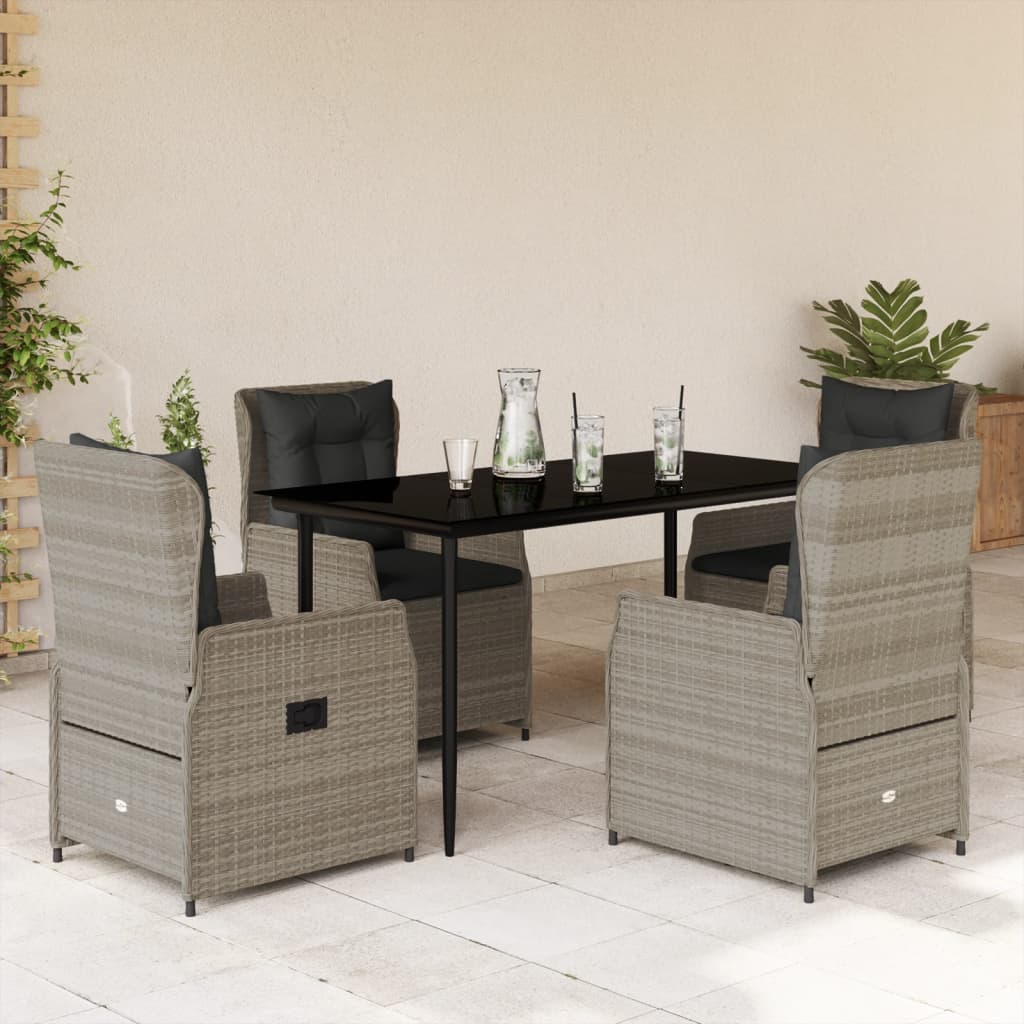 5-Tlg. Garten-Essgruppe Mit Kissen Poly Rattan