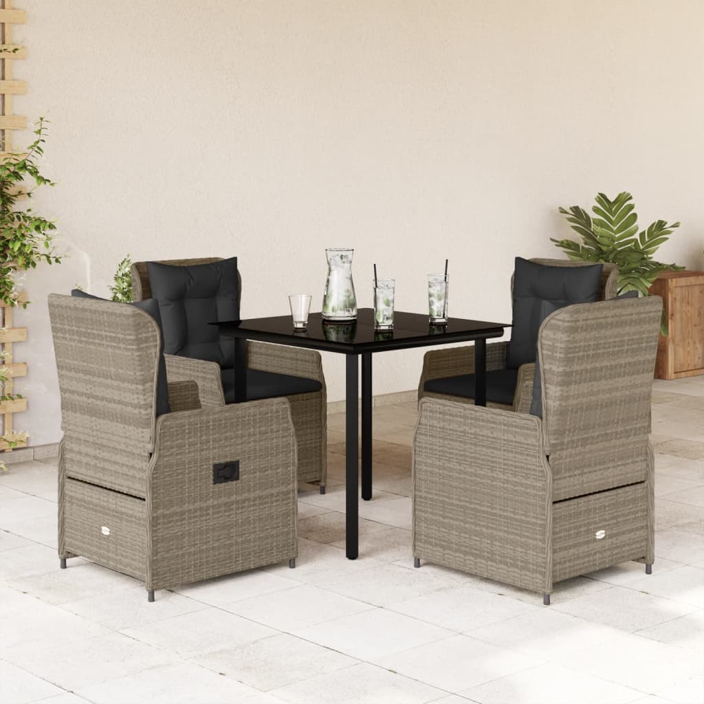 9-Tlg. Garten-Essgruppe Mit Kissen Poly Rattan