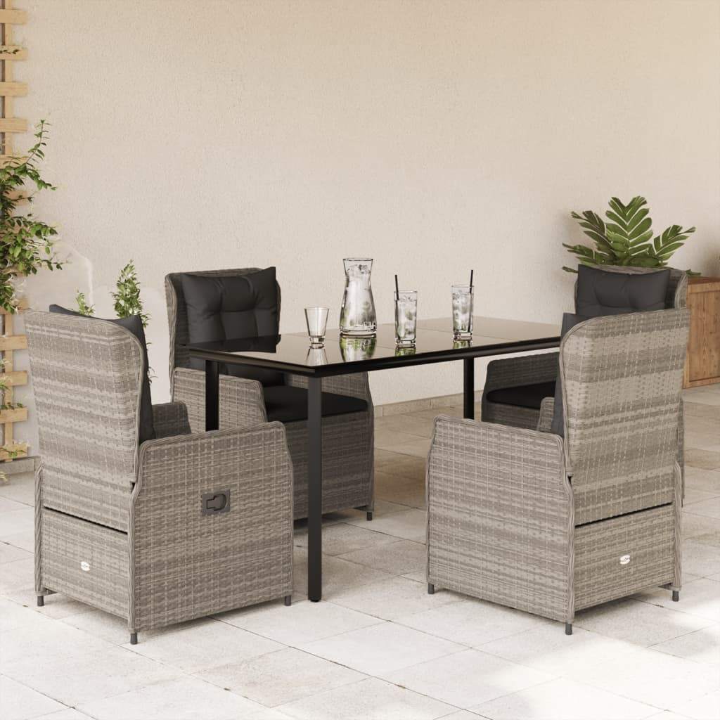 9-Tlg. Garten-Essgruppe Mit Kissen Poly Rattan