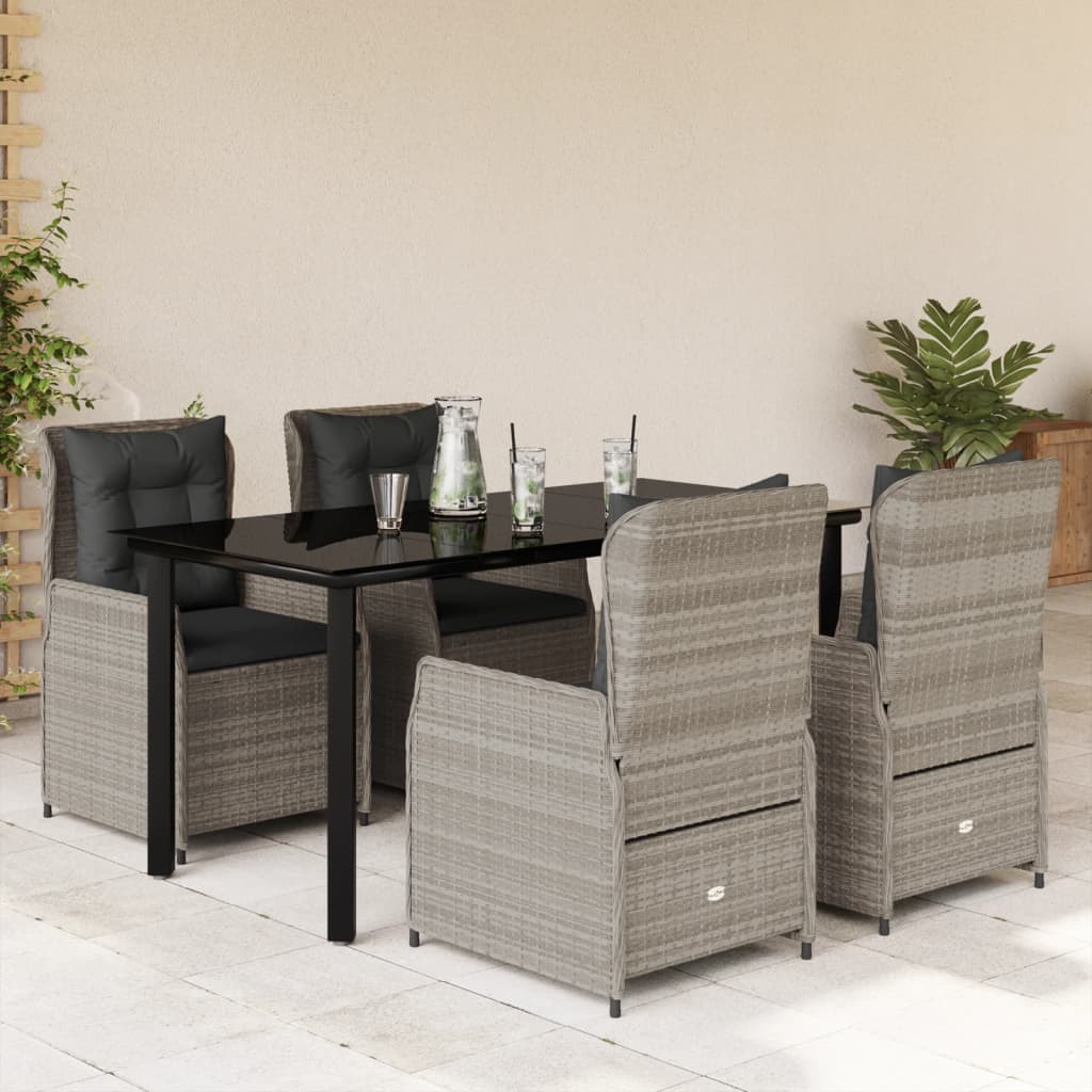 9-Tlg. Garten-Essgruppe Mit Kissen Poly Rattan