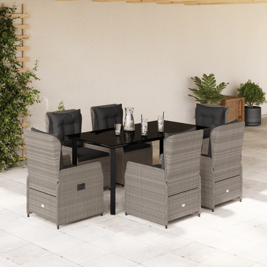 9-Tlg. Garten-Essgruppe Mit Kissen Poly Rattan