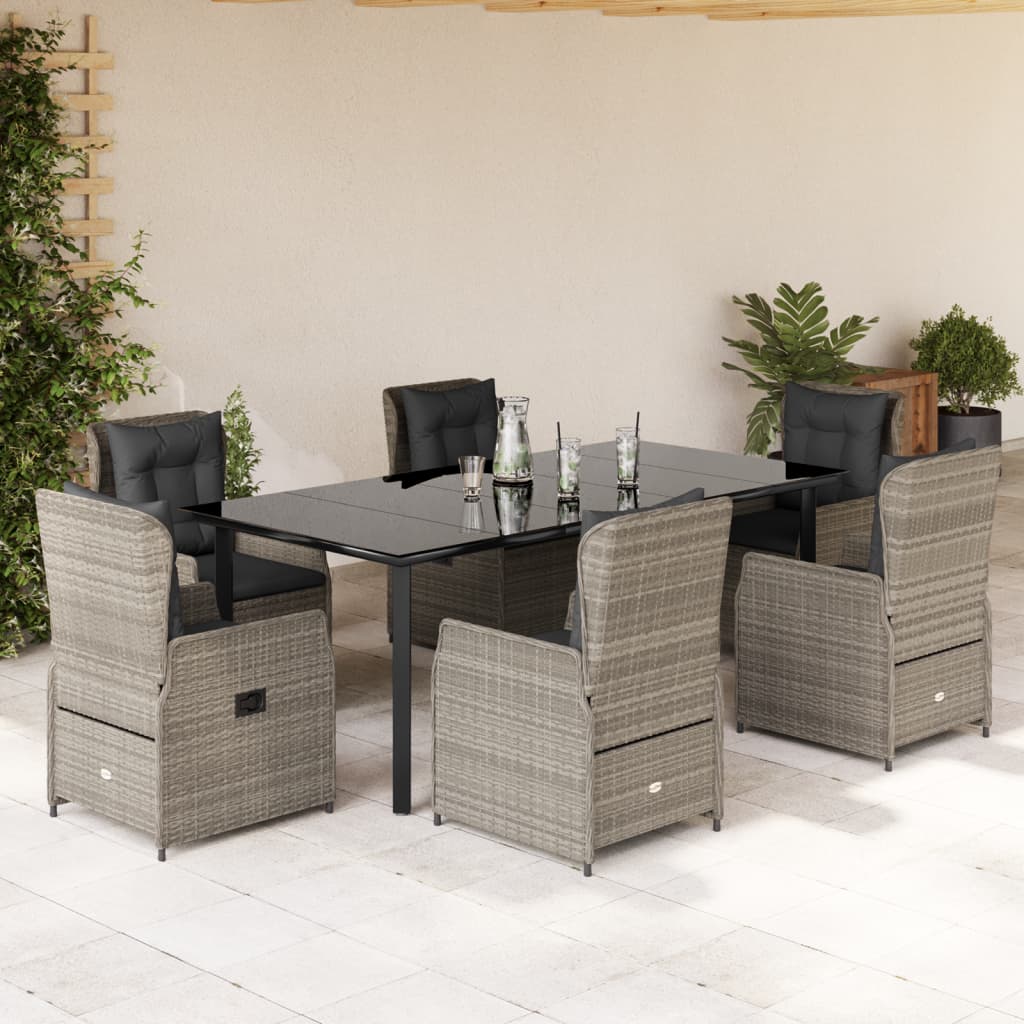 9-Tlg. Garten-Essgruppe Mit Kissen Poly Rattan