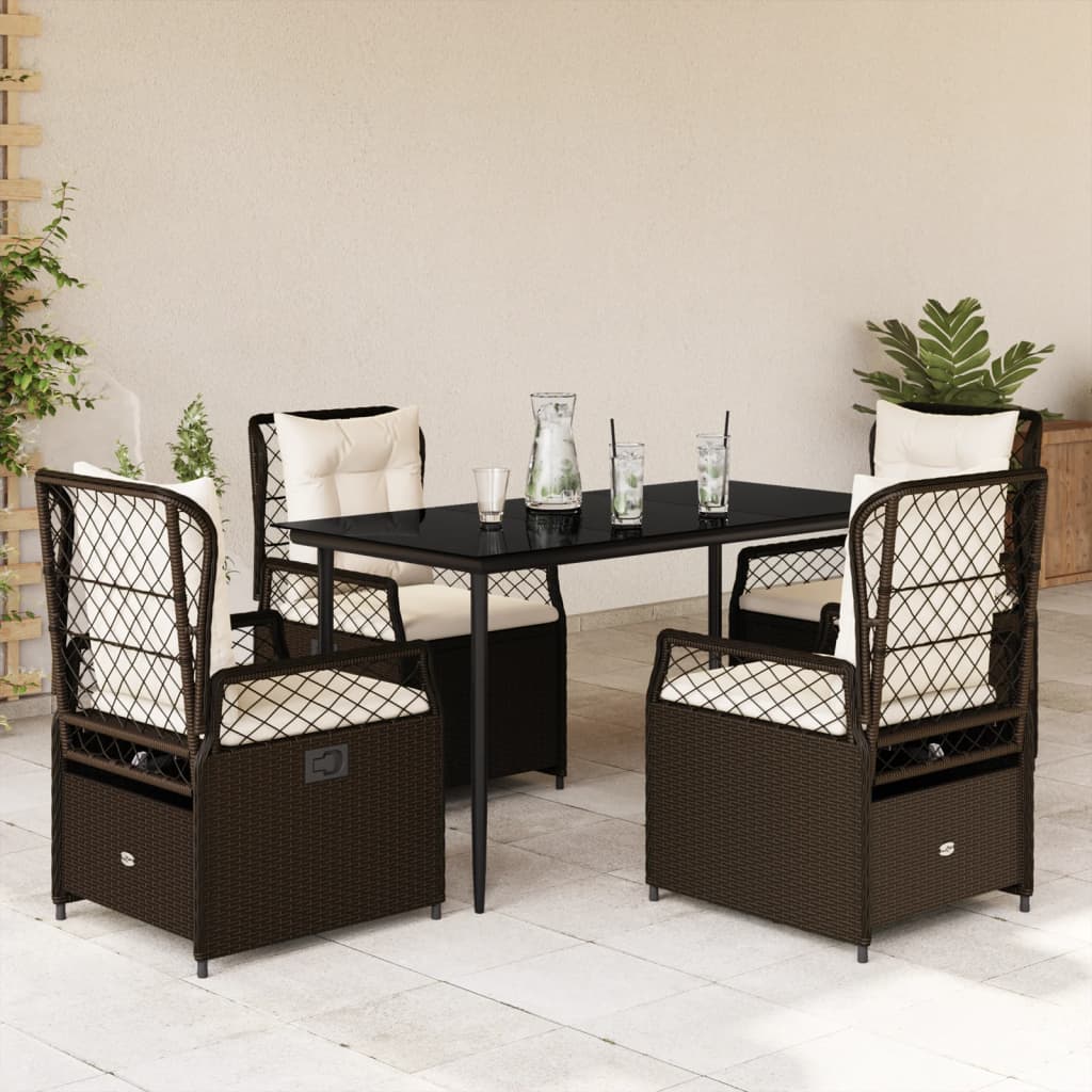 5-Tlg. Garten-Essgruppe Mit Kissen Poly Rattan