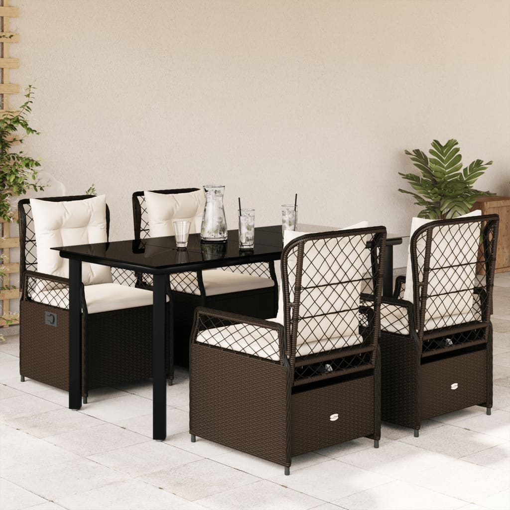 7-Tlg. Garten-Essgruppe Mit Kissen Poly Rattan