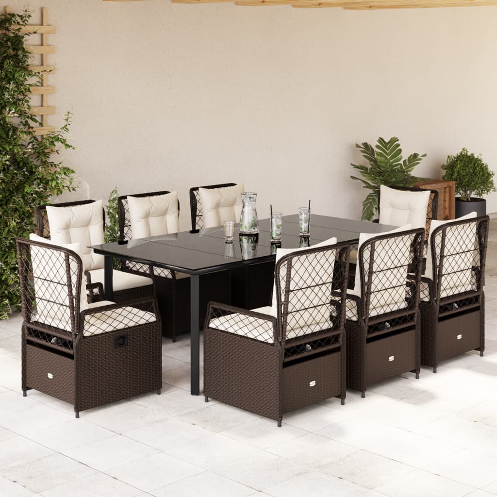 7-Tlg. Garten-Essgruppe Mit Kissen Poly Rattan