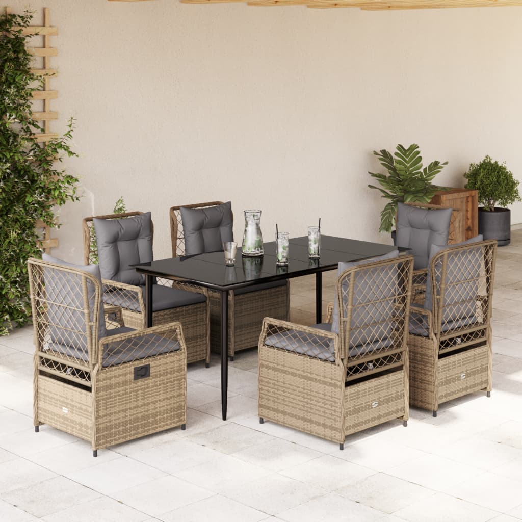 5-Tlg. Garten-Essgruppe Mit Kissen Poly Rattan