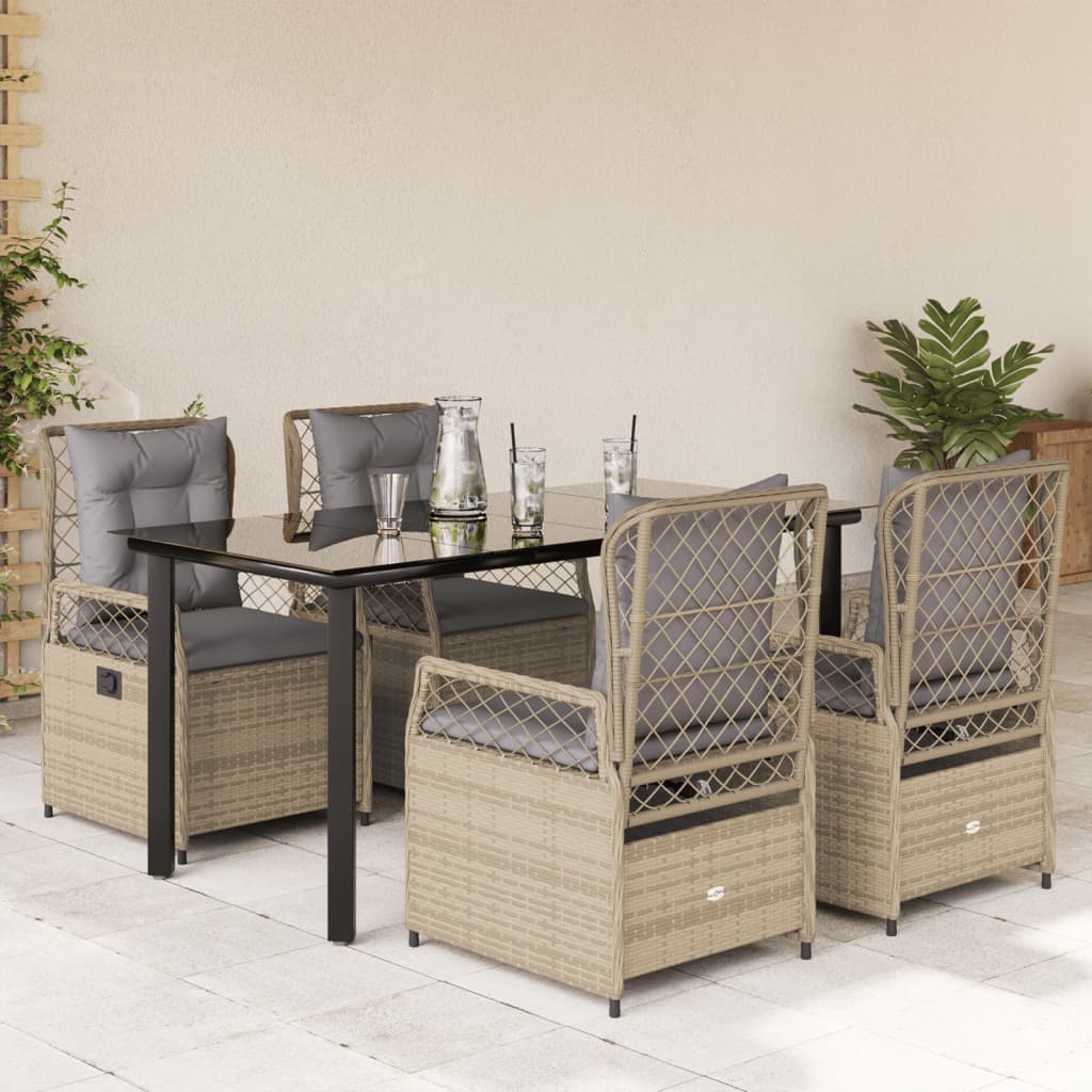 7-Tlg. Garten-Essgruppe Mit Kissen Poly Rattan