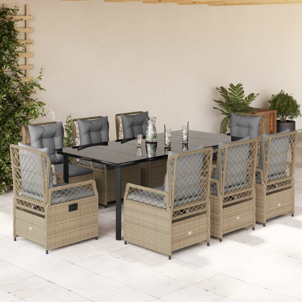 7-Tlg. Garten-Essgruppe Mit Kissen Poly Rattan