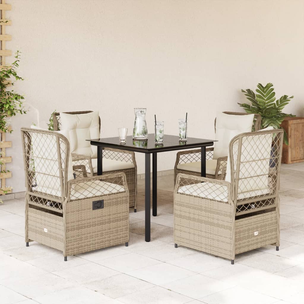 7-Tlg. Garten-Essgruppe Mit Kissen Poly Rattan