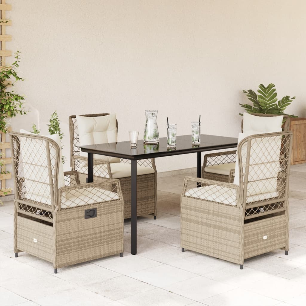 7-Tlg. Garten-Essgruppe Mit Kissen Poly Rattan