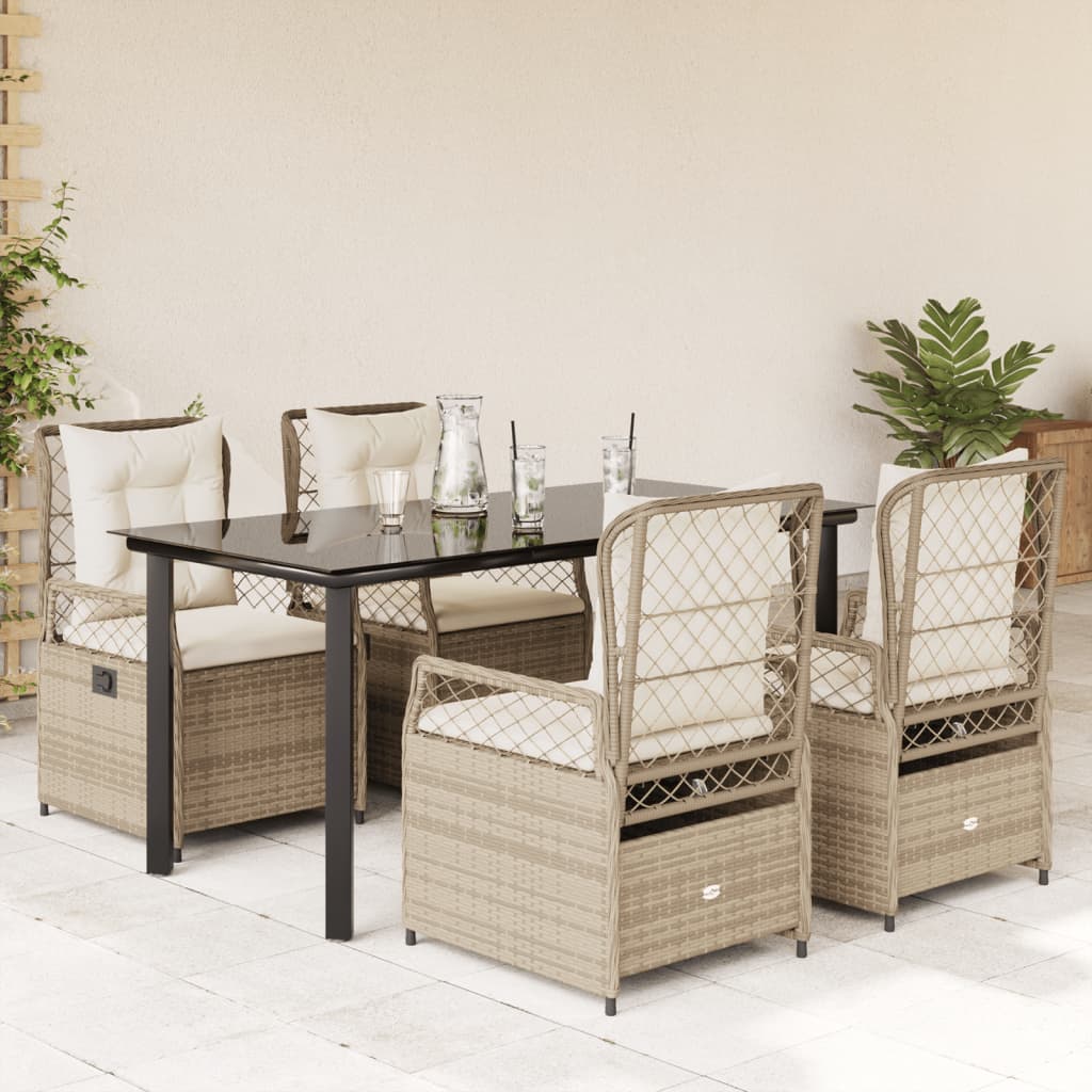 7-Tlg. Garten-Essgruppe Mit Kissen Poly Rattan