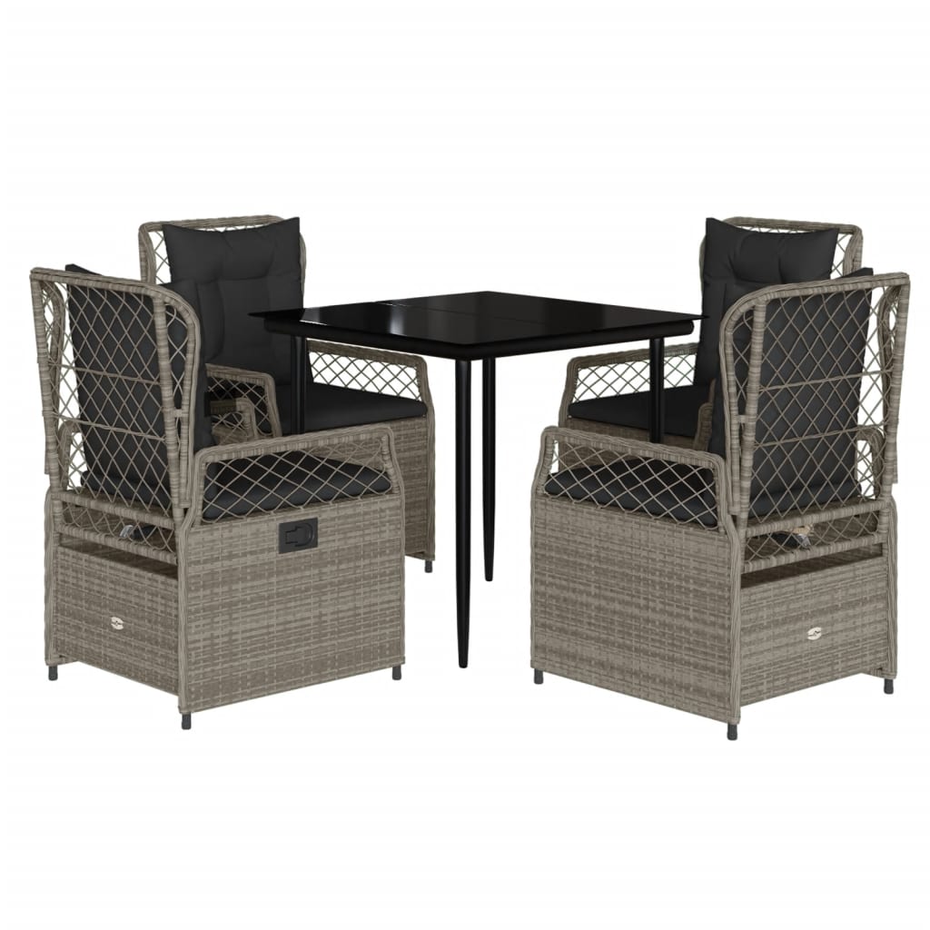 5-Tlg. Garten-Essgruppe Mit Kissen Poly Rattan