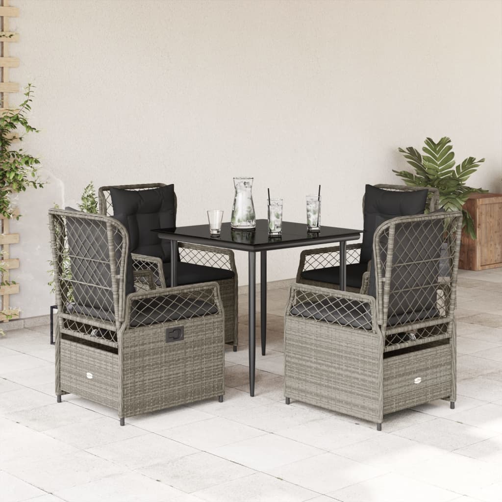 5-Tlg. Garten-Essgruppe Mit Kissen Poly Rattan