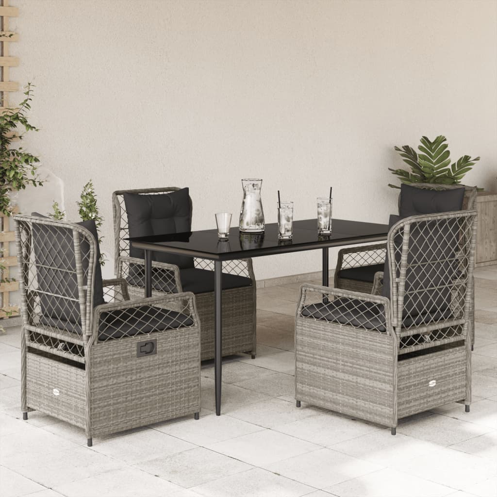 5-Tlg. Garten-Essgruppe Mit Kissen Poly Rattan