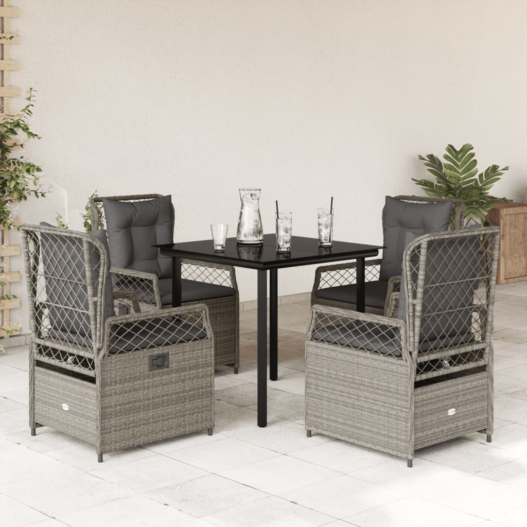 7-Tlg. Garten-Essgruppe Mit Kissen Poly Rattan