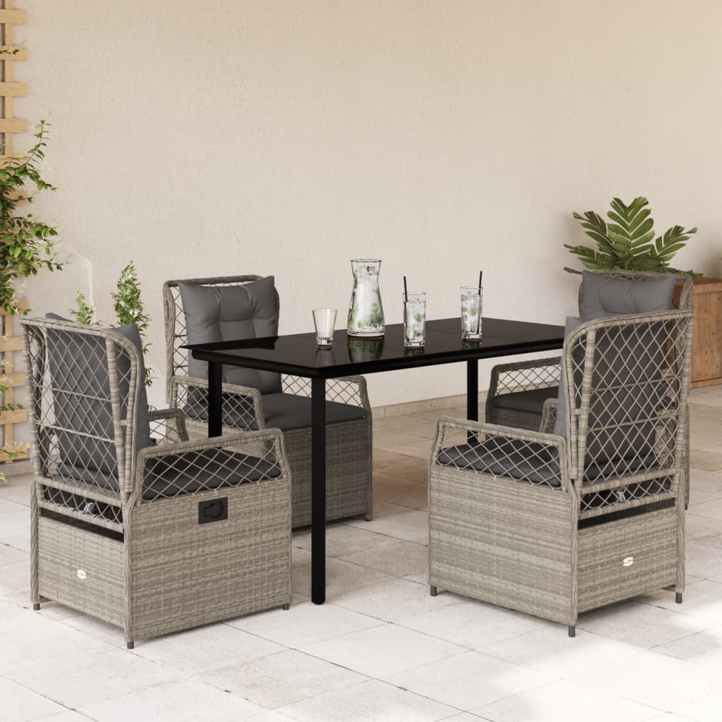 7-Tlg. Garten-Essgruppe Mit Kissen Poly Rattan
