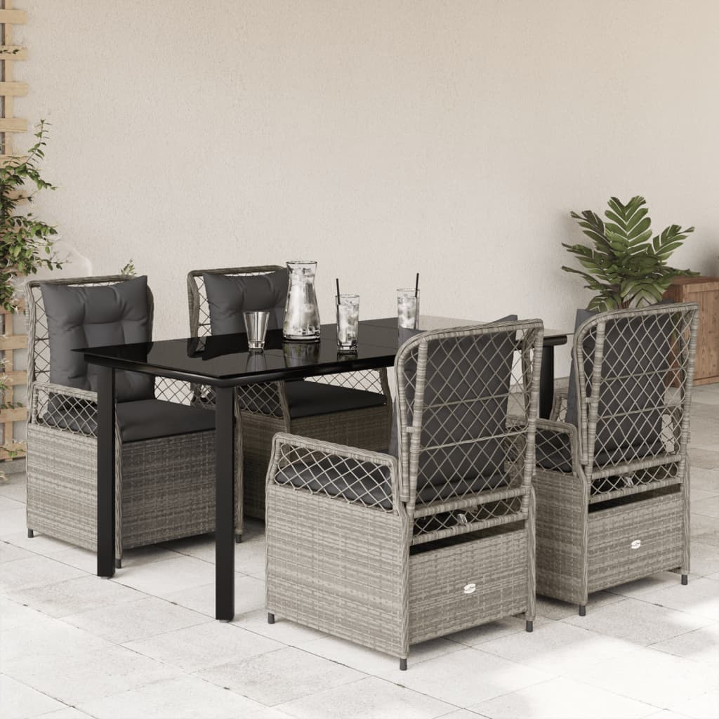 7-Tlg. Garten-Essgruppe Mit Kissen Poly Rattan