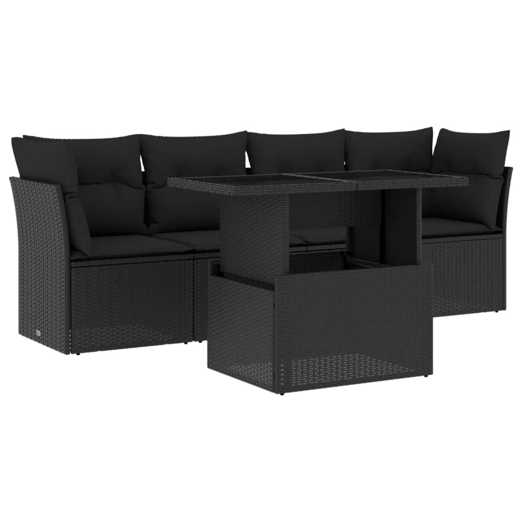 5-Tlg. Garten-Sofagarnitur Mit Kissen Poly Rattan