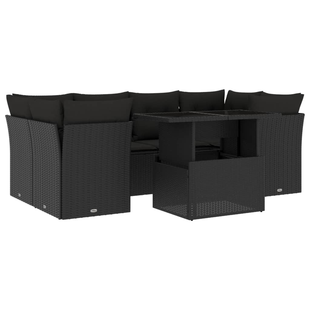 7-Tlg. Garten-Sofagarnitur Mit Kissen Poly Rattan