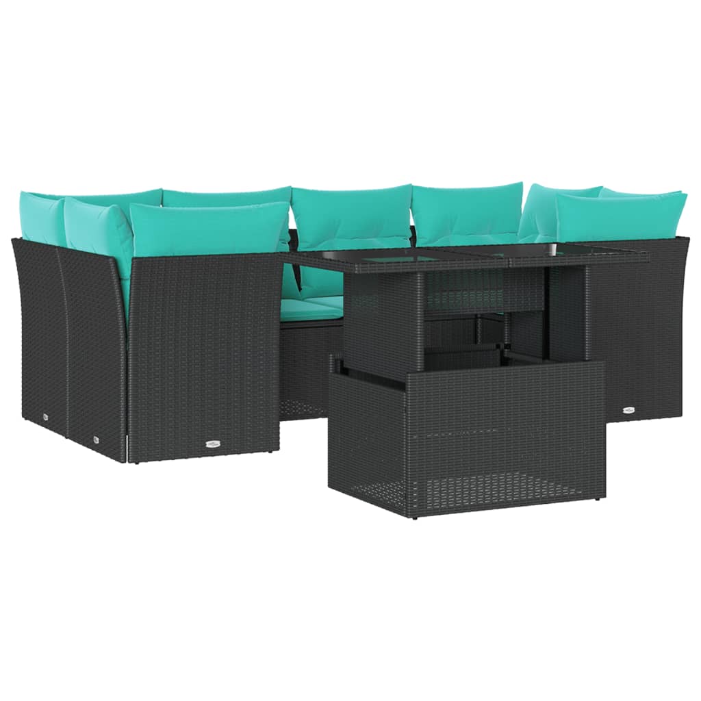 7-Teiliges Gartensofa-Set Mit Kissen, Es Polyrattan