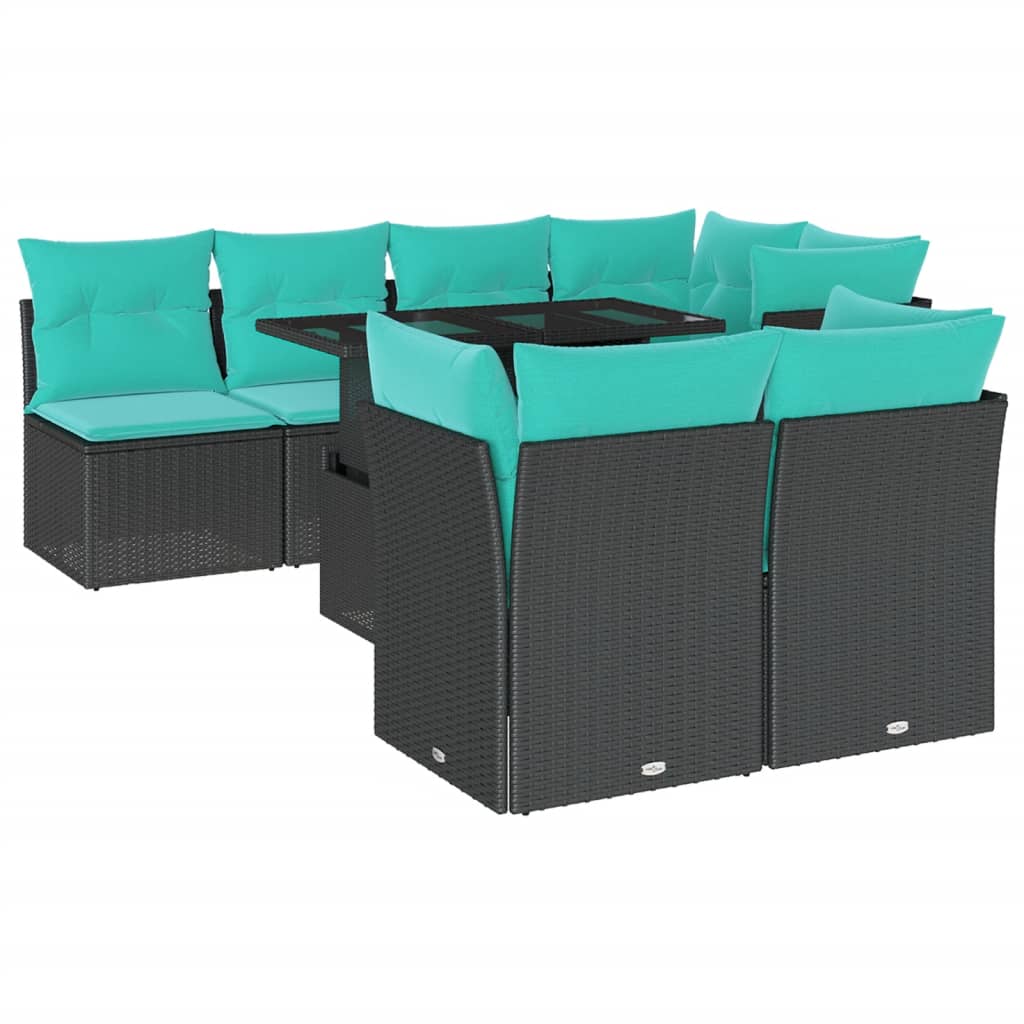 8-Teiliges Gartensofa-Set Mit Kissen, Es Polyrattan
