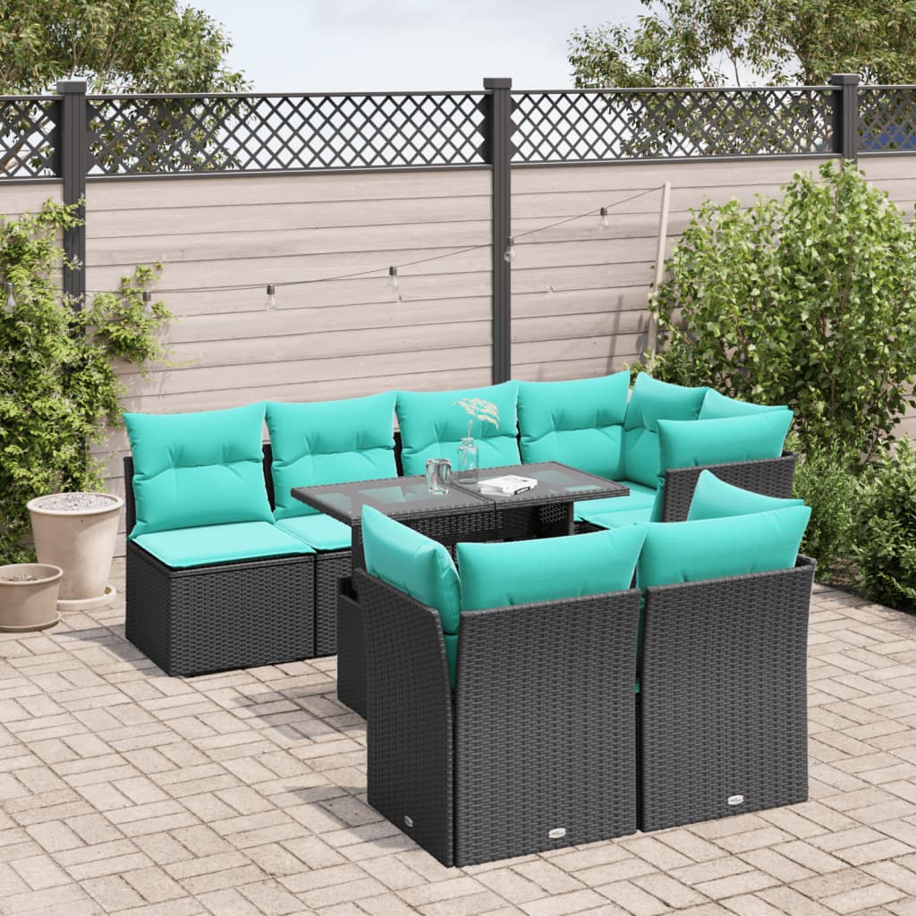 8-Teiliges Gartensofa-Set Mit Kissen, Es Polyrattan