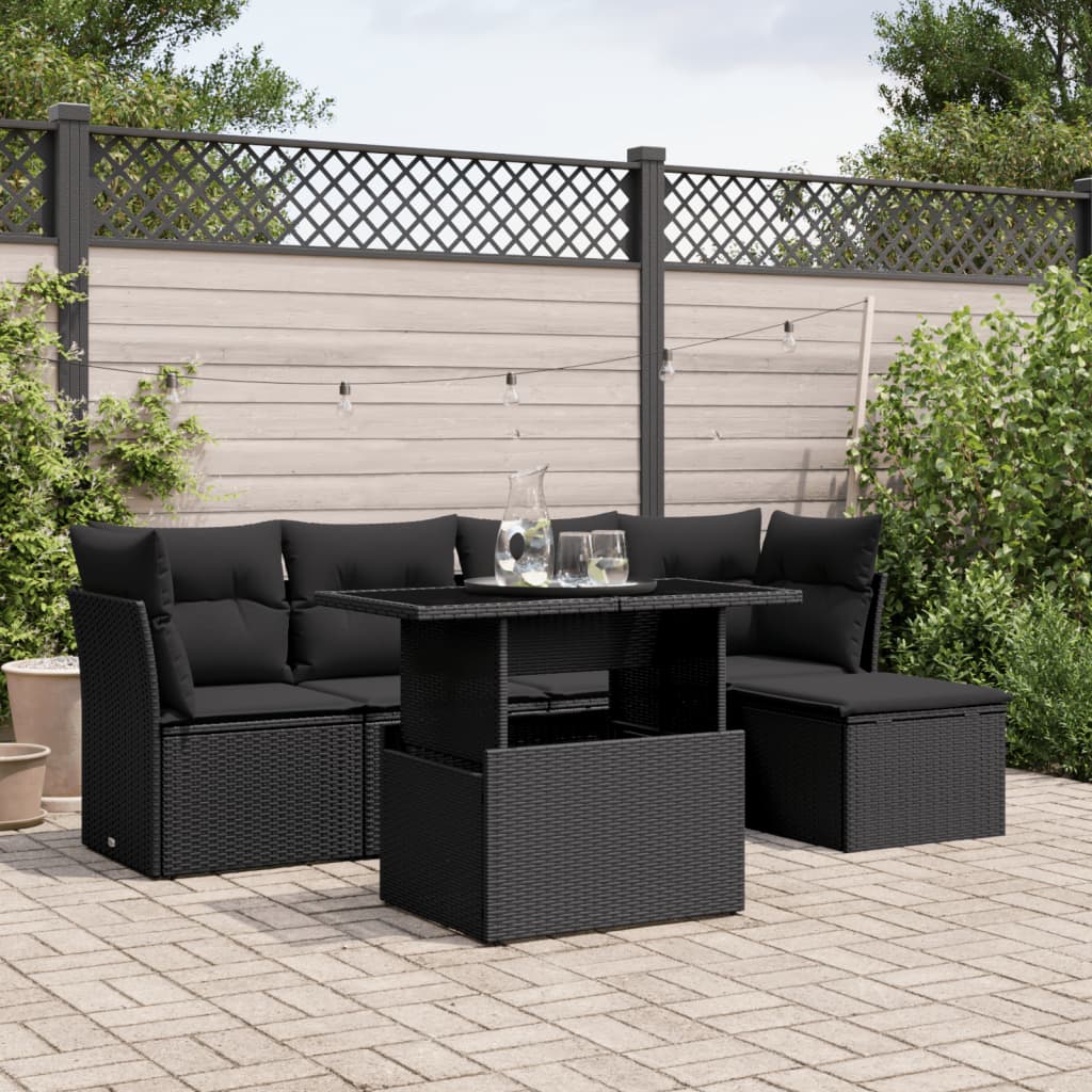 6-Tlg. Garten-Sofagarnitur Mit Kissen Poly Rattan