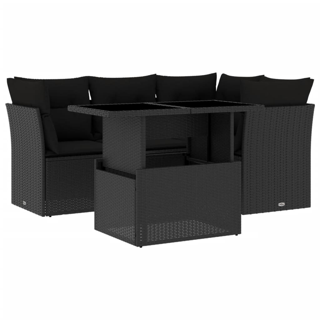 5-Tlg. Garten-Sofagarnitur Mit Kissen Poly Rattan
