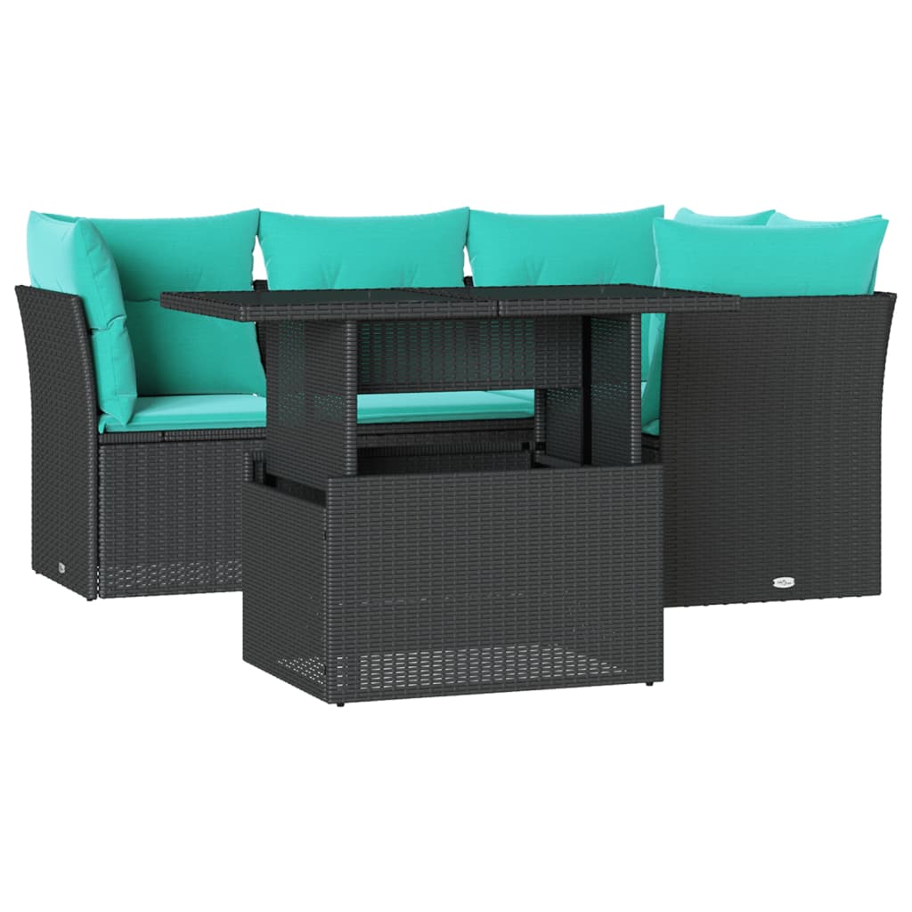5-Teiliges Gartensofa-Set Mit Kissen, Es Polyrattan