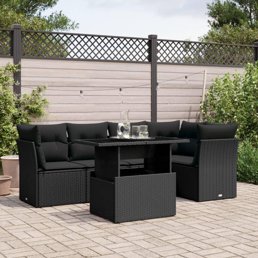 6-Tlg. Garten-Sofagarnitur Mit Kissen Poly Rattan