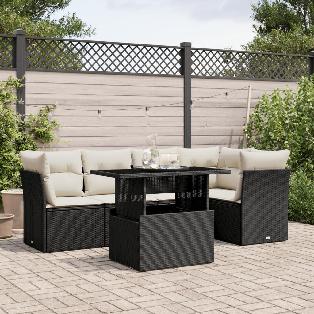 6-Tlg. Garten-Sofagarnitur Mit Kissen Poly Rattan