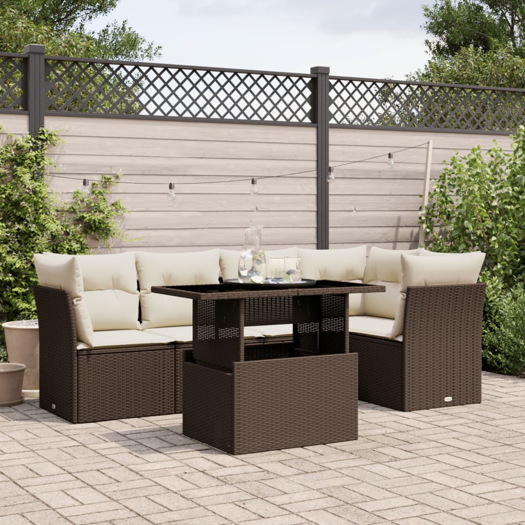 6-Tlg. Garten-Sofagarnitur Mit Kissen Poly Rattan