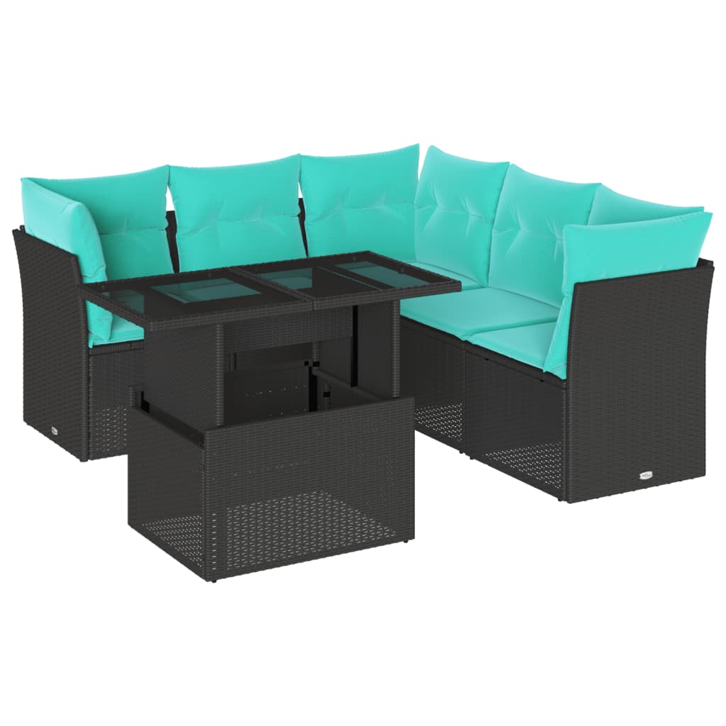 6-Teiliges Gartensofa-Set Mit Kissen, Es Polyrattan