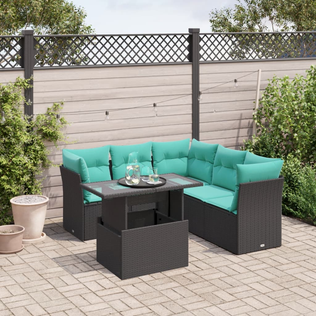 6-Teiliges Gartensofa-Set Mit Kissen, Es Polyrattan