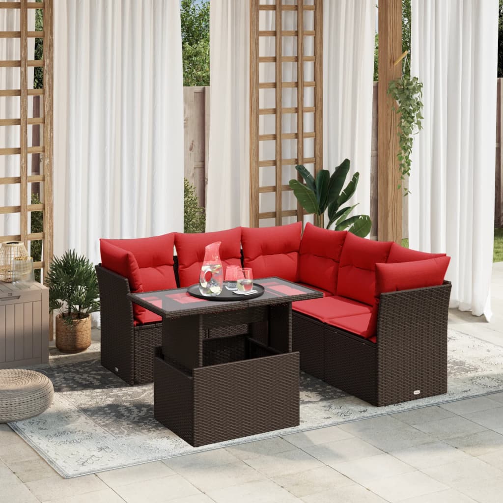 6-Teiliges Gartensofa-Set Mit Kissen, Es Polyrattan