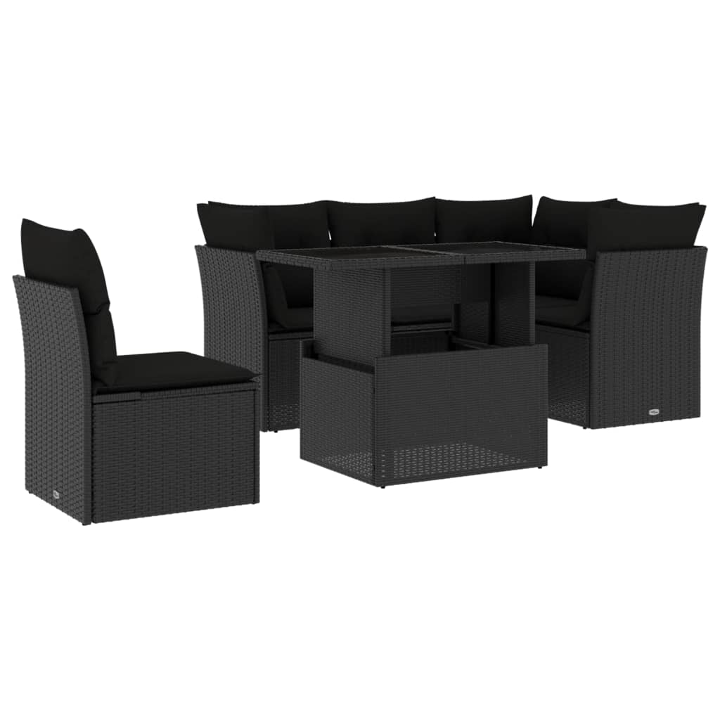 6-Tlg. Garten-Sofagarnitur Mit Kissen Poly Rattan