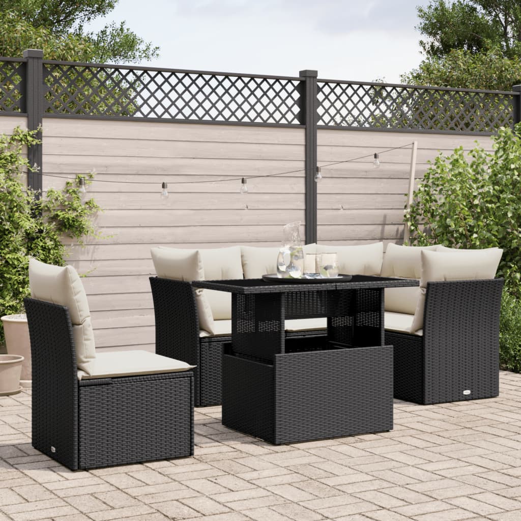 6-Tlg. Garten-Sofagarnitur Mit Kissen Poly Rattan