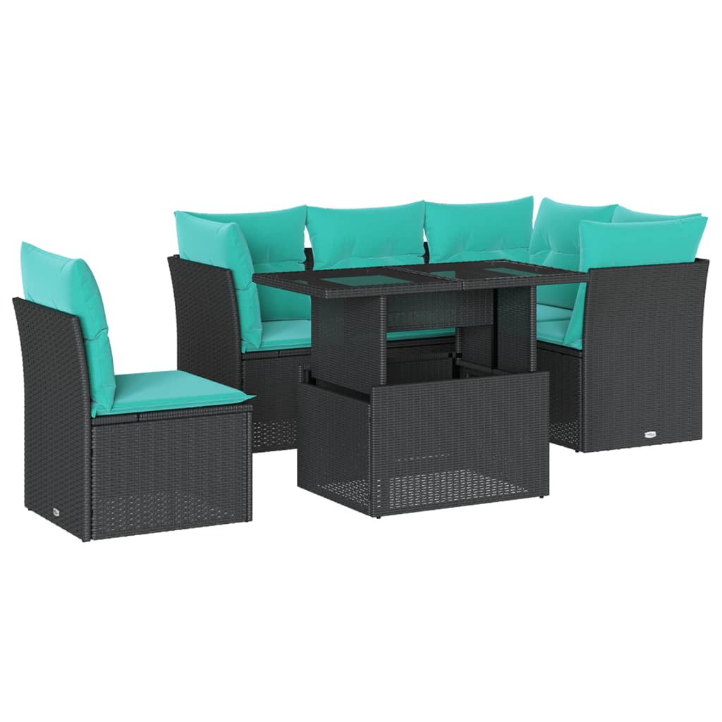 6-Teiliges Gartensofa-Set Mit Kissen, Es Polyrattan
